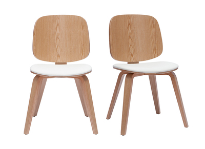 Set de 2 sillas de madera clara y blanca BECK